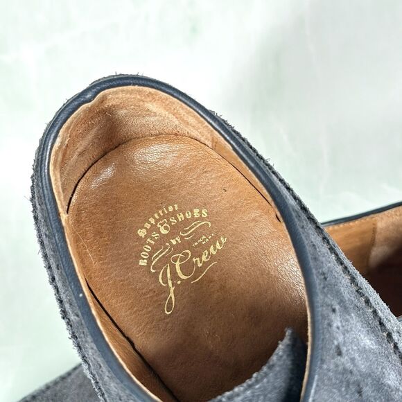 J CREW Shoes Mens Size 10.5 Kenton Wing Tips Navy Blue Suede Oxford 43687 - Picture 12 of 14